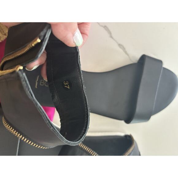 New Bocage Women's Black Flat Sandals Size 6.5 Leather Ankle Strap - Picture 6 of 7